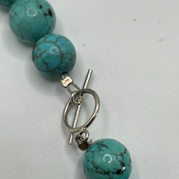 Turquoise & Coral Beaded Necklace Sterling SilverToggle Clasp - Picture 4 of 5